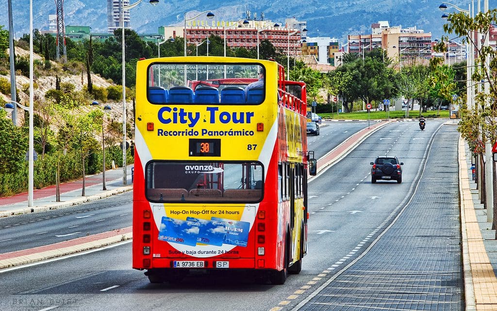 sightseeing panoramic double decker bus in benidorm