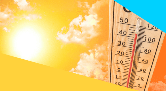 Thermometer showing high temperatures under a bright sun, highlighting the warm weather in Benidorm